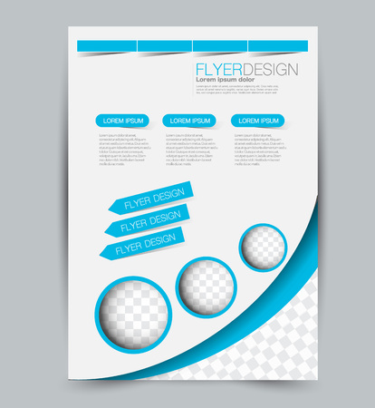 Flyer template. Design for a business, education, advertisement brochure, poster or pamphlet. Vector illustration. Blue color.のイラスト素材