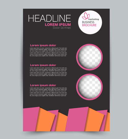 Flyer template. Design for a business, education, advertisement brochure, poster or pamphlet. Vector illustration. Pink and orange color.のイラスト素材