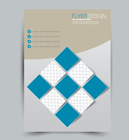 Flyer template. Design for a business, education, advertisement brochure, poster or pamphlet. Vector illustration.  Blue color.のイラスト素材