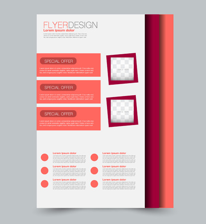 Red and orange business flyer. a4 pribtable poster or brochure. Vector illustration.のイラスト素材