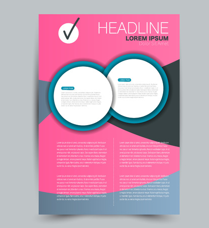 Flyer template. Design for a business, education, advertisement brochure, poster or pamphlet. Vector illustration. Pink and grey color.のイラスト素材