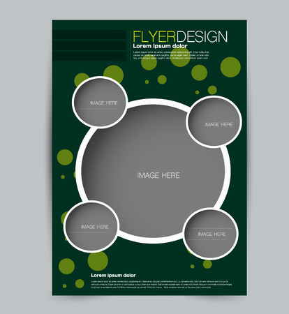 Flyer template. Design for a business, education, advertisement brochure, poster or pamphlet. Vector illustration. Green color.のイラスト素材