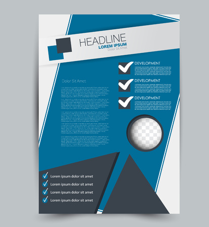 Flyer template. Design for a business, education, advertisement brochure, poster or pamphlet. Vector illustration. Blue color.のイラスト素材