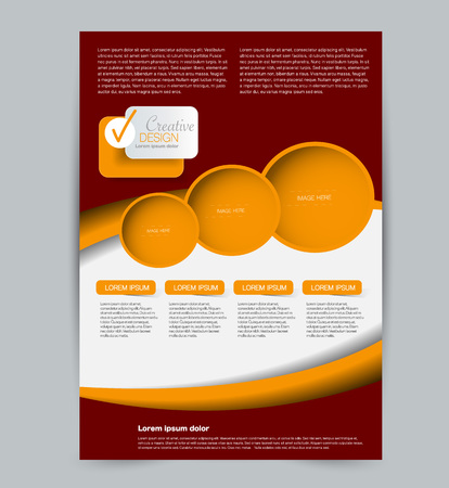 Flyer template. Design for a business, education, advertisement brochure, poster or pamphlet. Vector illustration. Red and orange color.のイラスト素材