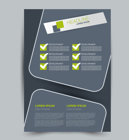 Flyer template. Design for a business, education, advertisement brochure, poster or pamphlet. Vector illustration. Grey and green color.のイラスト素材