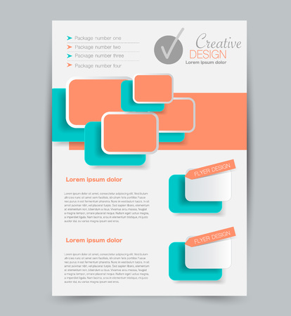 Flyer template. Design for a business, education, advertisement brochure, poster or pamphlet. Vector illustration. Green and orange color.のイラスト素材
