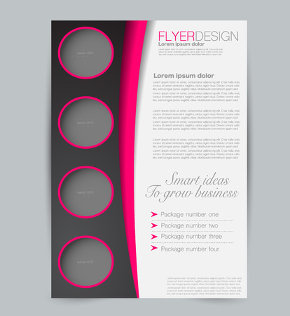 Flyer template. Design for a business, education, advertisement brochure, poster or pamphlet. Vector illustration. Black and pink color.のイラスト素材