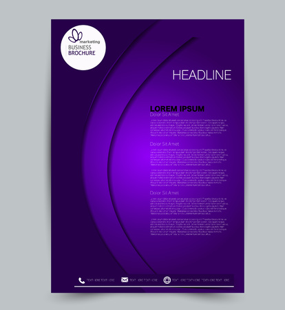 Flyer template. Design for a business, education, advertisement brochure, poster or pamphlet. Vector illustration. Purple color.のイラスト素材