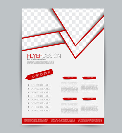 Flyer template. Design for a business, education, advertisement brochure, poster or pamphlet. Vector illustration. Red color.のイラスト素材