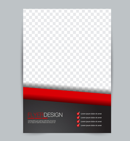 Flyer template. Design for a business, education, advertisement brochure, poster or pamphlet. Vector illustration. Black and red color.のイラスト素材