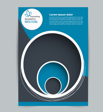 Flyer template. Design for a business, education, advertisement brochure, poster or pamphlet. Vector illustration. Blue color.のイラスト素材