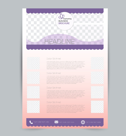 Flyer template. Design for a business, education, advertisement brochure, poster or pamphlet. Vector illustration. Pink and purple color.のイラスト素材