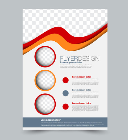 Red and orange business flyer. a4 pribtable poster or brochure. Vector illustration.のイラスト素材