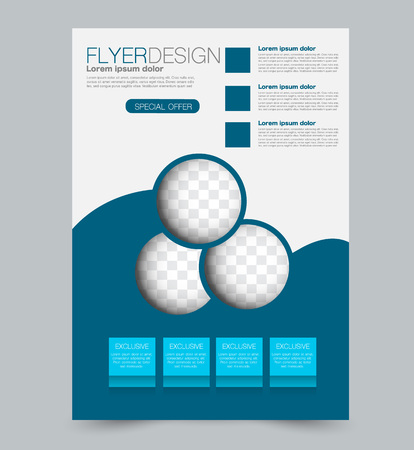 Blue business flyer. a4 pribtable poster or brochure. Vector illustration.のイラスト素材