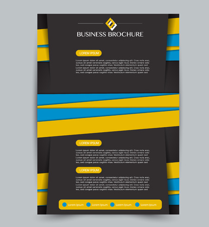 Flyer template. Design for a business, education, advertisement brochure, poster or pamphlet. Vector illustration. Black, orange, and blue color.のイラスト素材