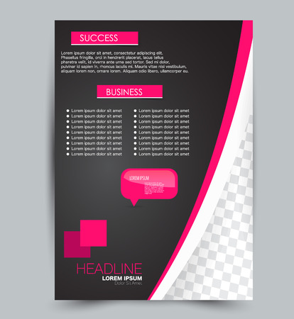 Flyer template. Design for a business, education, advertisement brochure, poster or pamphlet. Vector illustration. Black and pink color.のイラスト素材