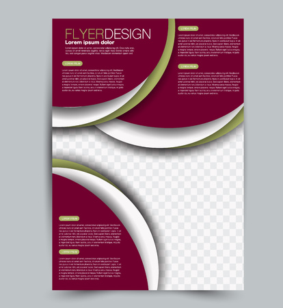 Flyer template. Design for a business, education, advertisement brochure, poster or pamphlet. Vector illustration. Red and green color.のイラスト素材