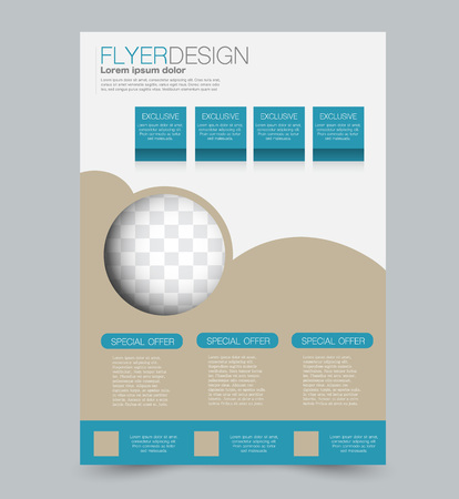 Blue and brown business flyer. a4 pribtable poster or brochure. Vector illustration.のイラスト素材
