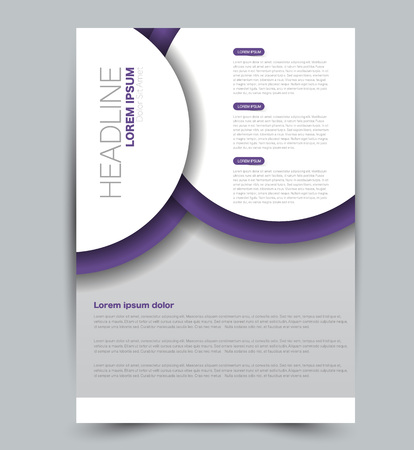 Flyer template. Design for a business, education, advertisement brochure, poster or pamphlet. Vector illustration. Purple color.のイラスト素材