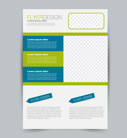 Flyer template. Design for a business, education, advertisement brochure, poster or pamphlet. Vector illustration. Blue and green color.のイラスト素材