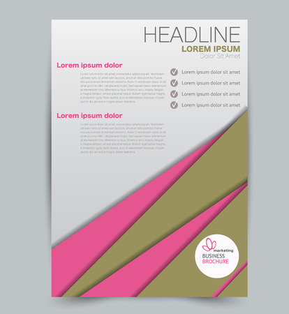 Flyer template. Design for a business, education, advertisement brochure, poster or pamphlet. Vector illustration. Pink and green color.のイラスト素材