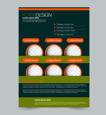 Green and orange business flyer. a4 pribtable poster or brochure. Vector illustration.のイラスト素材