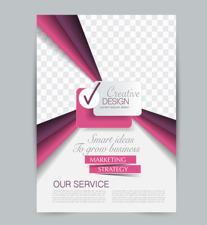 Flyer template. Design for a business, education, advertisement brochure, poster or pamphlet. Vector illustration. Red and pink color.のイラスト素材
