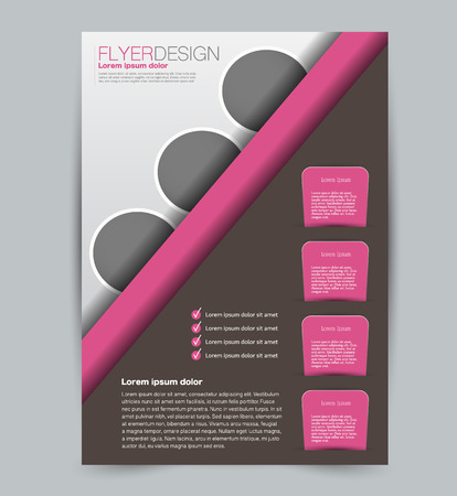 Flyer template. Design for a business, education, advertisement brochure, poster or pamphlet. Vector illustration. Pink and brown color.のイラスト素材
