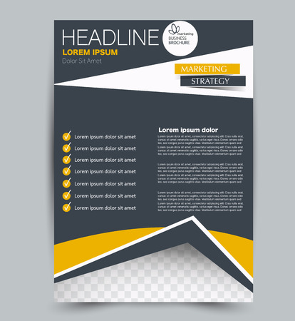 Flyer template. Design for a business, education, advertisement brochure, poster or pamphlet. Vector illustration. Orange and grey color.のイラスト素材