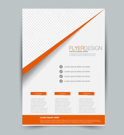 Flyer template. Design for a business, education, advertisement brochure, poster or pamphlet. Vector illustration. Orange color.のイラスト素材