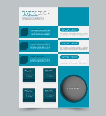 Blue business flyer. a4 pribtable poster or brochure. Vector illustration.のイラスト素材