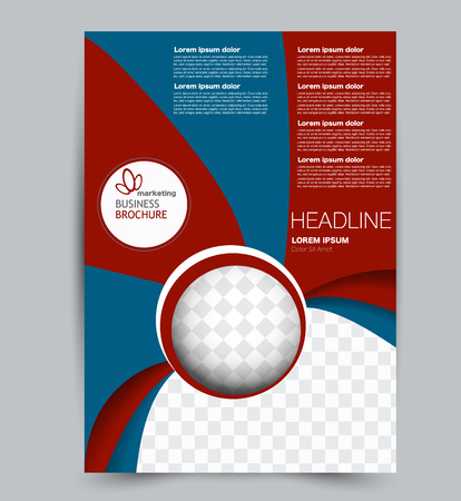 Flyer template. Design for a business, education, advertisement brochure, poster or pamphlet. Vector illustration. Blue and red color.のイラスト素材