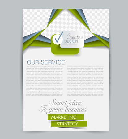 Flyer template. Design for a business, education, advertisement brochure, poster or pamphlet. Vector illustration. Green color.のイラスト素材