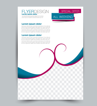 Flyer template. Design for a business, education, advertisement brochure, poster or pamphlet. Vector illustration. Blue and pink color.のイラスト素材