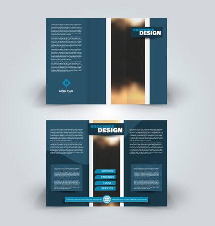 Brochure template. Business trifold flyer.  Creative design trend for professional corporate style. Vector illustration. Blue color.のイラスト素材