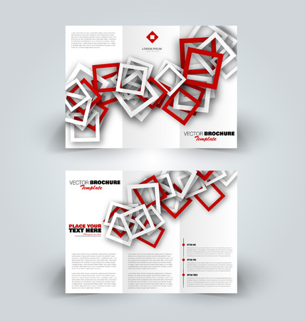 Brochure design. Creative tri-fold template. Abstract geometric background leaflet layout. Red color vector illustration.のイラスト素材