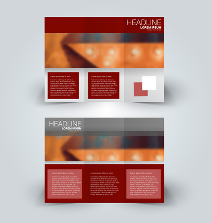 Tri fold brochure design. Creative business flyer template. Editable vector illustration. Red color.のイラスト素材