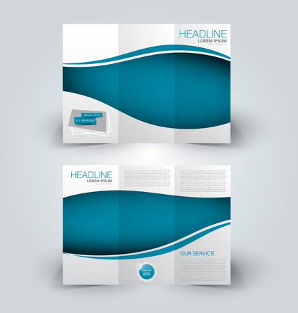 Tri fold brochure design. Creative business flyer template. Editable vector illustration. Blue color.のイラスト素材