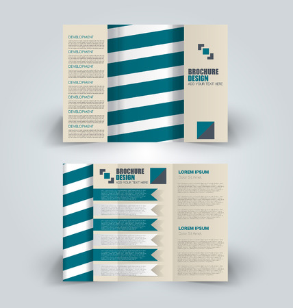 Brochure template. Business trifold flyer.  Creative design trend for professional corporate style. Vector illustration. Blue color.のイラスト素材