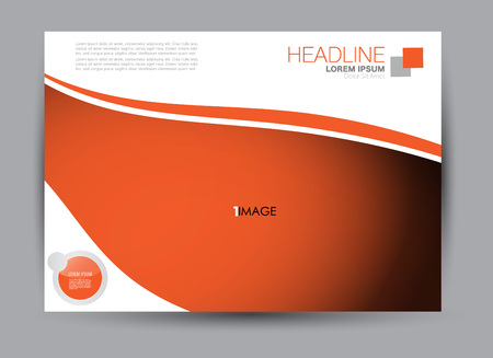 Flyer, brochure, billboard template design landscape orientation for education, presentation, website. Orange color. Editable vector illustration.のイラスト素材
