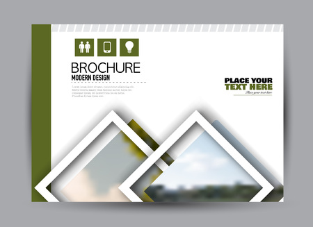 Flyer, brochure, billboard template design landscape orientation for business, education, school, presentation, website. Green color. Editable vector illustration.のイラスト素材