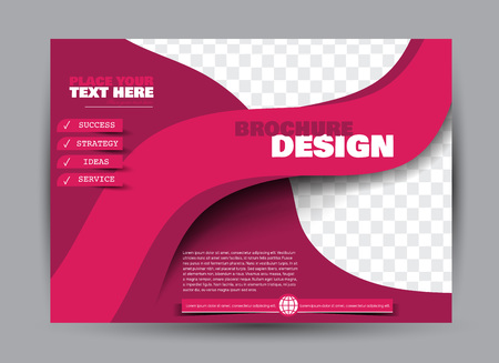 Flyer, brochure, billboard template design landscape orientation for business, education, school, presentation, website. Pink color. Editable vector illustration.のイラスト素材