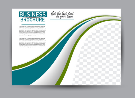 Flyer, brochure, billboard template design landscape orientation for business, education, school, presentation, website. Blue and green color. Editable vector illustration.のイラスト素材