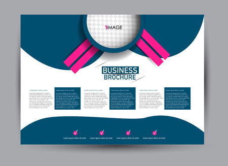 Flyer, brochure, billboard template design landscape orientation for business, education, school, presentation, website. Blue and pink color. Editable vector illustration.のイラスト素材