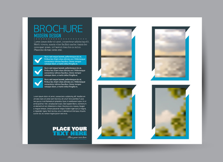 Flyer, brochure, billboard template design landscape orientation for business, education, school, presentation, website. Blue color. Editable vector illustration.のイラスト素材