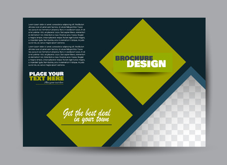 Flyer, brochure, billboard template design landscape orientation for business, education, school, presentation, website. Blue and green color. Editable vector illustration.のイラスト素材