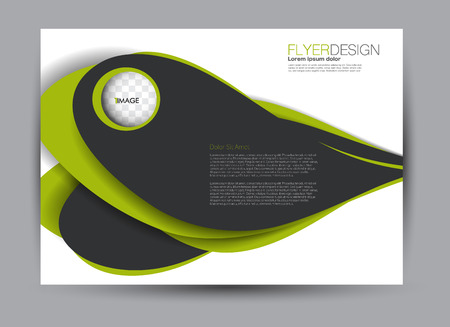 Flyer, brochure, billboard template design landscape orientation for business, education, school, presentation, website. Green and black color. Editable vector illustration.のイラスト素材