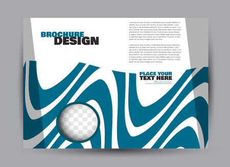 Flyer, brochure, billboard template design landscape orientation for business, education, school, presentation, website. Blue color. Editable vector illustration.のイラスト素材