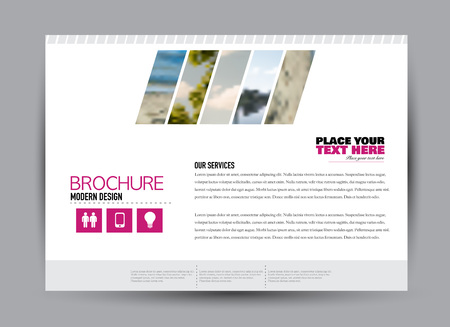 Flyer, brochure, billboard template design landscape orientation for business, education, school, presentation, website. Pink color. Editable vector illustration.のイラスト素材