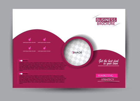 Flyer, brochure, billboard template design landscape orientation for business, education, school, presentation, website. Pink color. Editable vector illustration.のイラスト素材